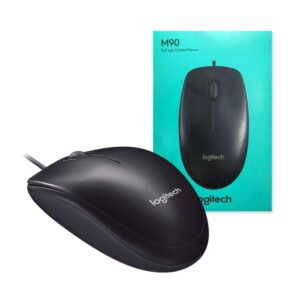 Logitech M90 Wired USB Mouse, 3 yr Warranty, 1000 DPI Optical Tracking, Ambidextrous PC/Mac/Laptop - Black